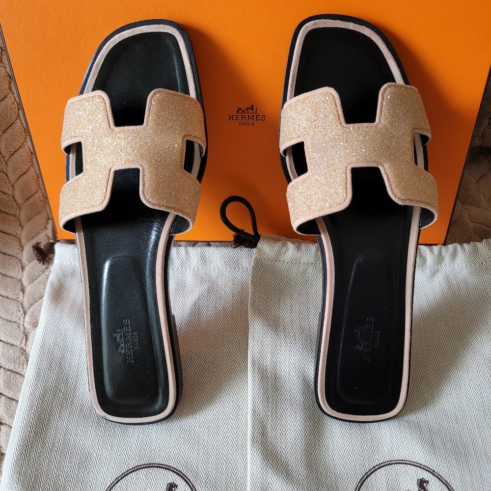 Hermes Oran Pink Crystals Sandal 40=10US Goatskin